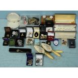 A quantity of costume jewellery including many boxed items, four simulated pearl necklaces and