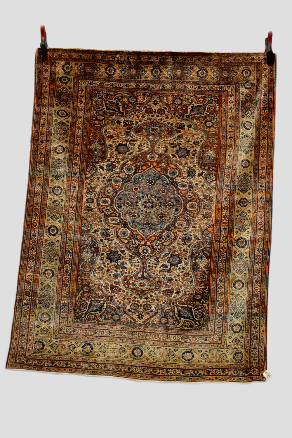 Silk Tabriz rug, north west Persia, early 20th century, 5ft. 4in. X 4ft. 1.63m. X 1.22m. Ivory