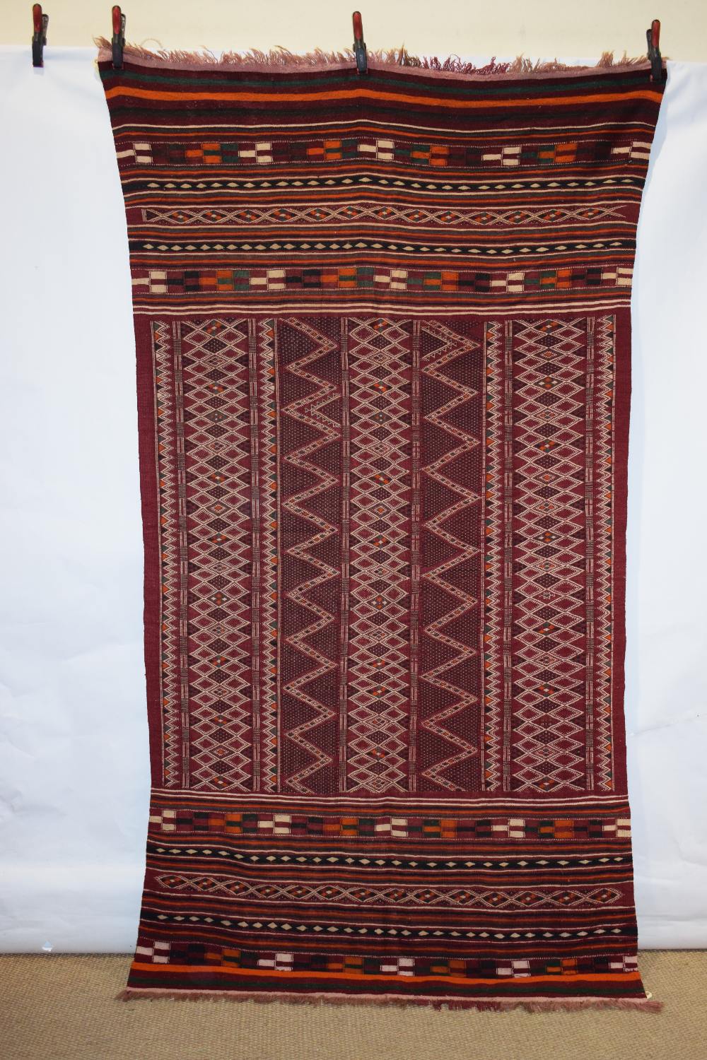 Middle Atlas flat-woven cover, Morocco, about 1940s, 9ft. X 4ft. 8in. 2.75m. X 1.42m. Woven in
