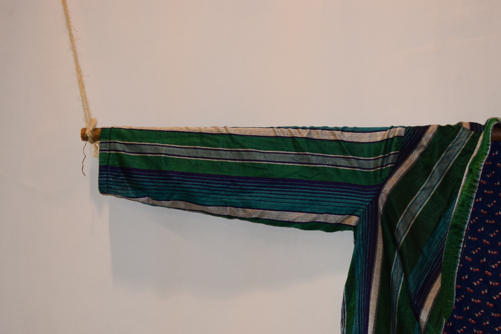 Two Uzbekistan or Afghanistan coats, 20th century, one silk satin with stripes in shades of - Image 3 of 16
