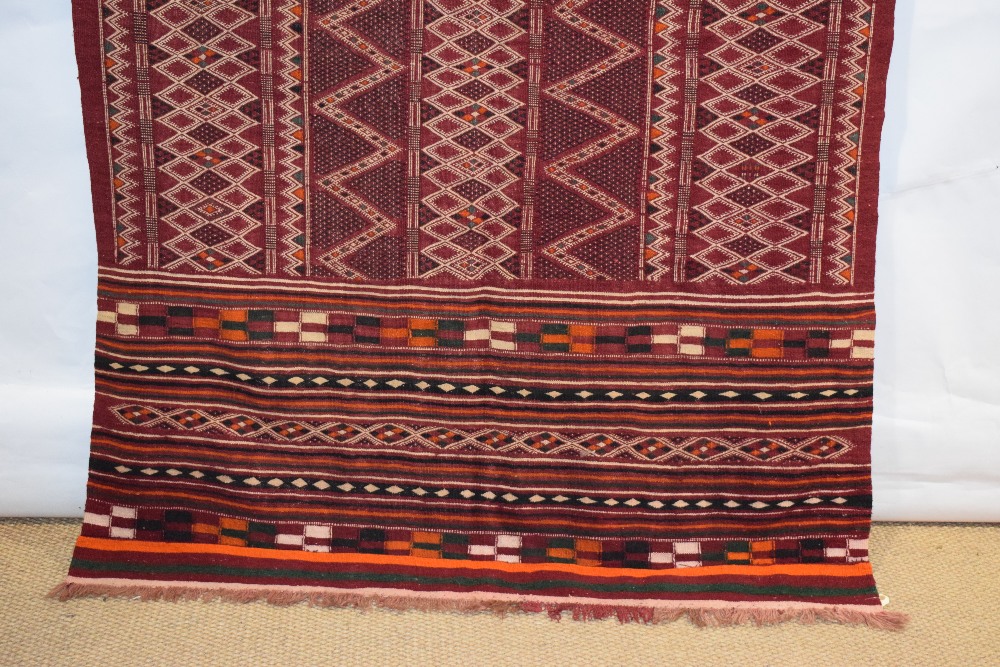 Middle Atlas flat-woven cover, Morocco, about 1940s, 9ft. X 4ft. 8in. 2.75m. X 1.42m. Woven in - Image 7 of 8