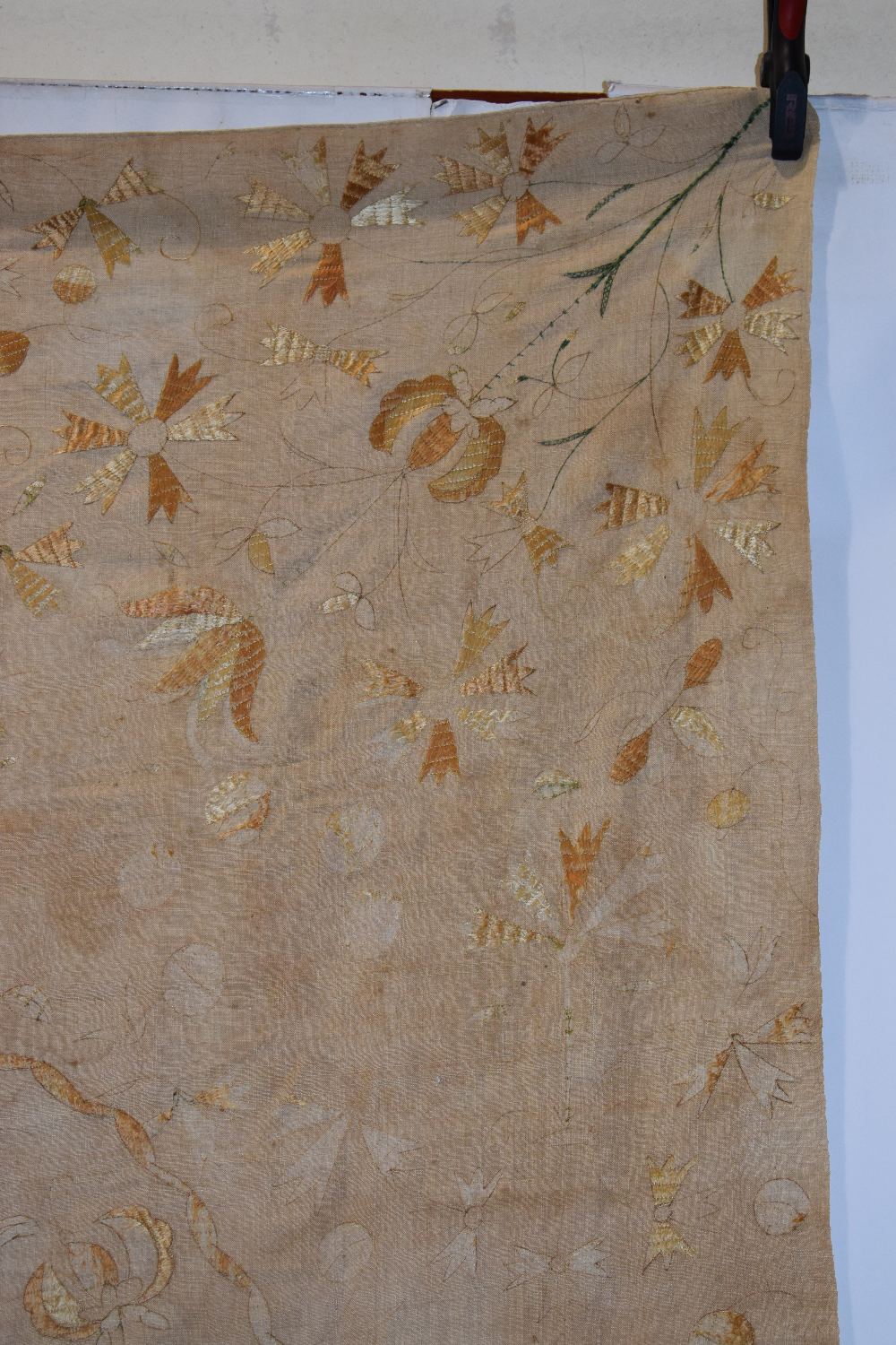 Castelo Branco coverlet, Portugal, 18th century, 85in. x 58in. 216cm. x 147cm. The undyed linen - Image 3 of 8