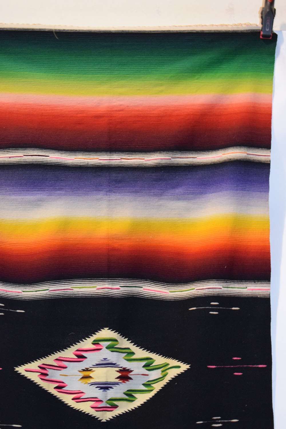 Mexican serape blanket, north America, mid-20th century, 68in. X 32in. 1.73m. X 0.81m. Woven in - Image 3 of 7
