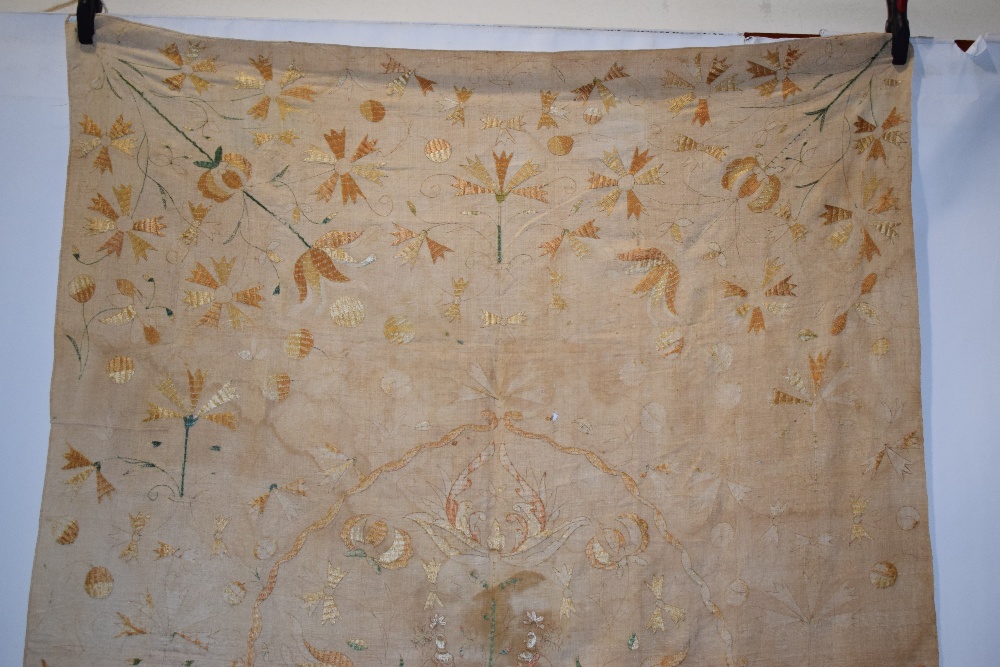 Castelo Branco coverlet, Portugal, 18th century, 85in. x 58in. 216cm. x 147cm. The undyed linen - Image 4 of 8