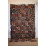 North west Persian banded ghileem, late 19th century, 10ft. 4in. X 6ft. 4in. 3.15m. X 1.93m. Some