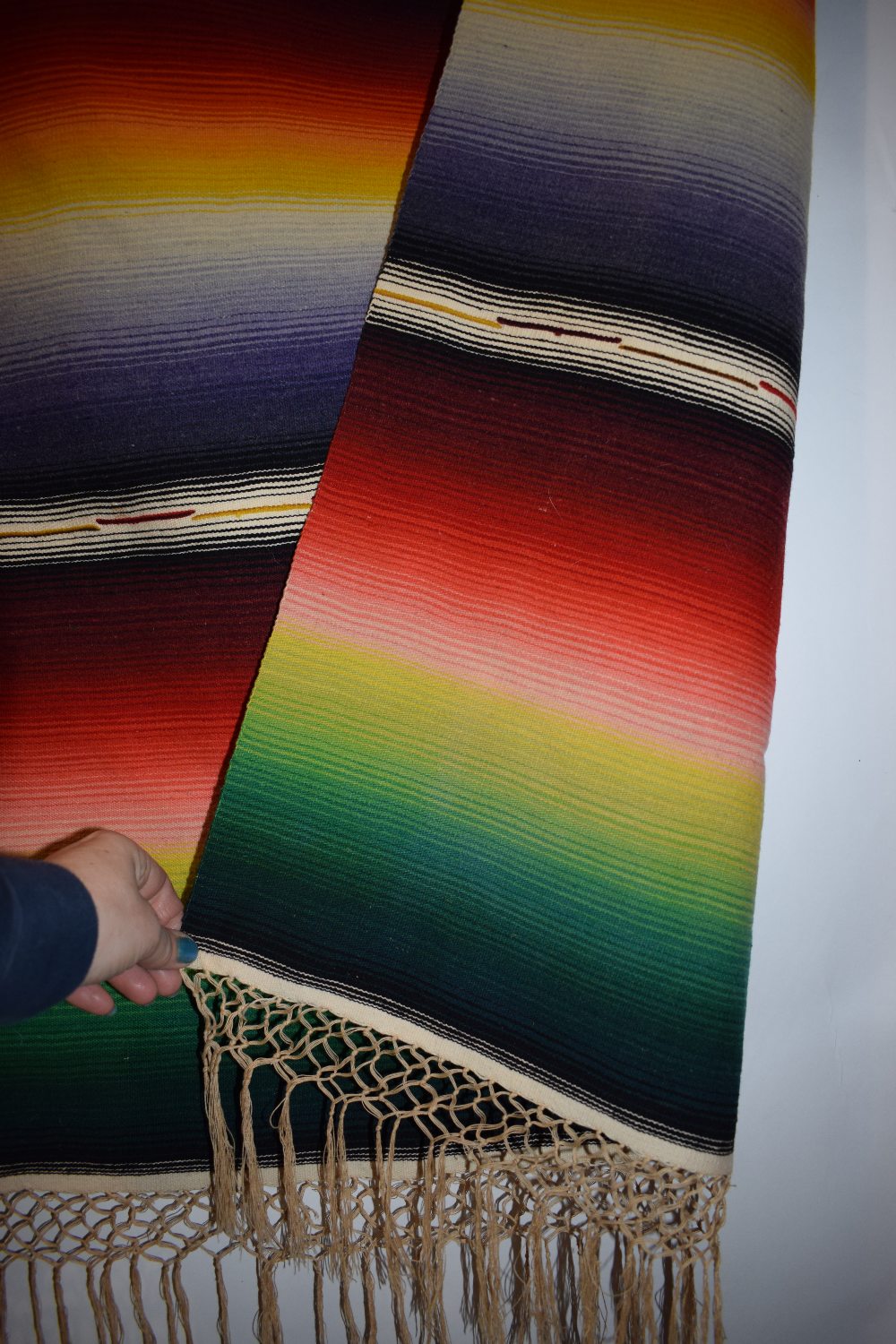 Mexican serape blanket, north America, mid-20th century, 68in. X 32in. 1.73m. X 0.81m. Woven in - Image 7 of 7