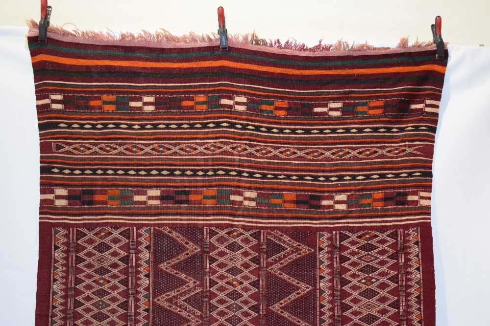 Middle Atlas flat-woven cover, Morocco, about 1940s, 9ft. X 4ft. 8in. 2.75m. X 1.42m. Woven in - Image 5 of 8