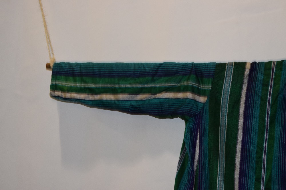 Two Uzbekistan or Afghanistan coats, 20th century, one silk satin with stripes in shades of - Image 6 of 16