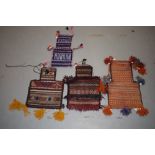 Four Kurdish salt bags, north west Persia, 20th century, all flatweave, three brocaded, two with