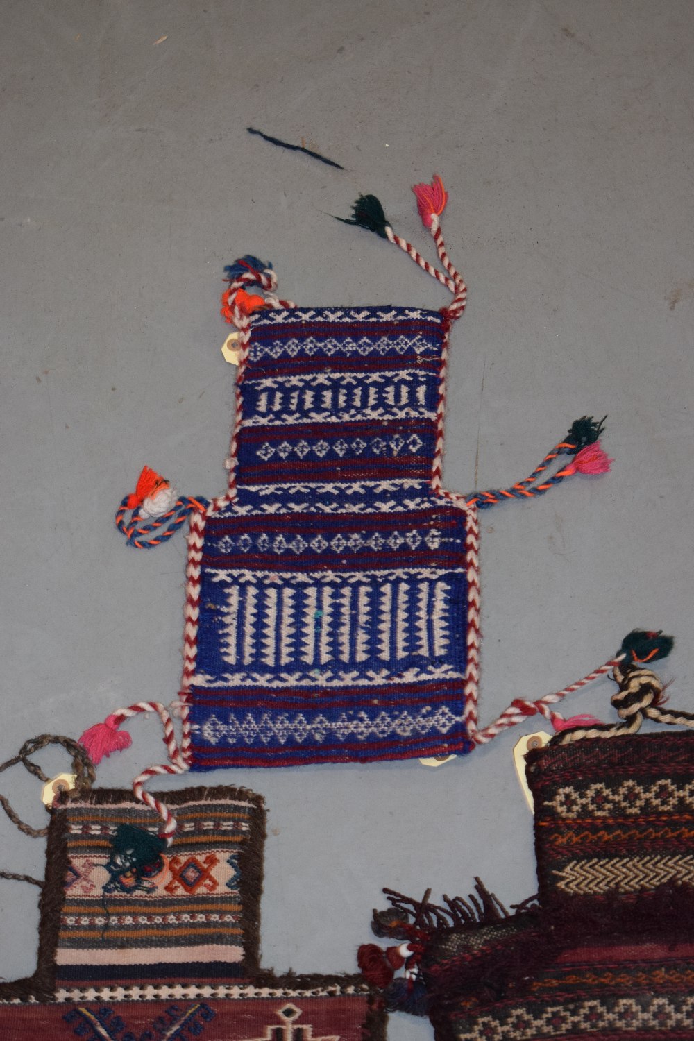 Four Kurdish salt bags, north west Persia, 20th century, all flatweave, three brocaded, two with - Image 5 of 5