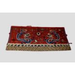 Chinese temple hanging, late 19th century, 60in. x 128in. 153cm. x 325cm. Red felted wool ground