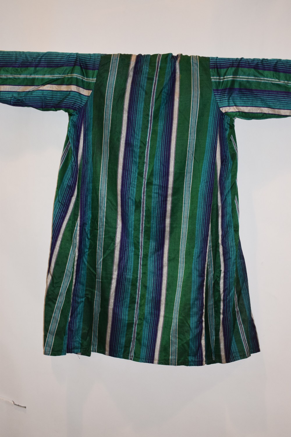 Two Uzbekistan or Afghanistan coats, 20th century, one silk satin with stripes in shades of - Image 7 of 16
