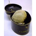 A Barristers wig, with black and gilt named tin box by Ravenscroft Law Wig and Robe Makers, Lincolns