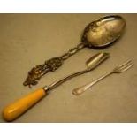 A Victorian stilton cheese scoop, with an ivory handle. Maker George Adams, London 1896, a