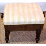 A Victorian patent music stool, the rect A late Victorian patent music stool, the rectangular