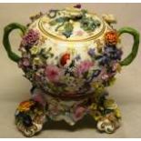 A William IV Coalport porcelain jar and cover, painted a view of Bildewas Abbey and flowers with