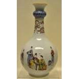 A Chinese eighteenth century porcelain bottle vase, famille rose enamel decorated, with a family