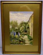 Sid Gardner. A signed watercolour, cottage garden, 9.5in (24cm) x 13.5in (34cm) framed and glazed.