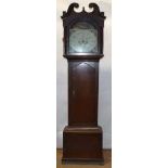An early nineteenth century Midlands oak longcase clock, the 8 day movement striking on a bell,