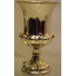 An early Victorian silver wine goblet, the campana shape bowl with part everted melon panelling, a