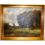 Carlo Hornung Jensen. A signed oil painting on canvas, rural wooded landscape, the copse by an