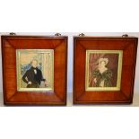 A pair of early Victorian amateur portraits of Mr Edmund Harman, standing before an open window