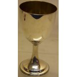 A Victorian silver wine goblet, the bowl gilded inside, the stem foot with a beaded edge, 6in (15cm)