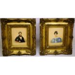 A small pair of Victorian watercolour portraits of Mr Benjamin Smith IV and Harriet Smith, aged 18
