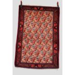 Pair of Moud rugs, cream fields with diagonal rows of boteh alternating with flowers and foliage,