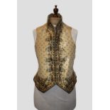 Gentleman's silk court waistcoat, English, late 18th/early 19th century exquisitely embroidered with