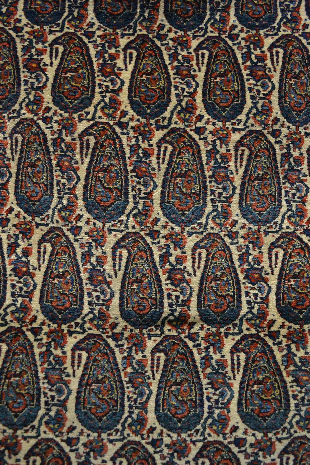 Senneh ivory field 'boteh' rug, wool pile on a silk foundation, Hamadan area, north west Persia, - Image 3 of 5
