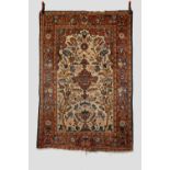 Isfahan prayer rug, central Persia, circa 1920s, 6ft. 2in. X 4ft. 3in. 1.88m. X 1.30m. Overall