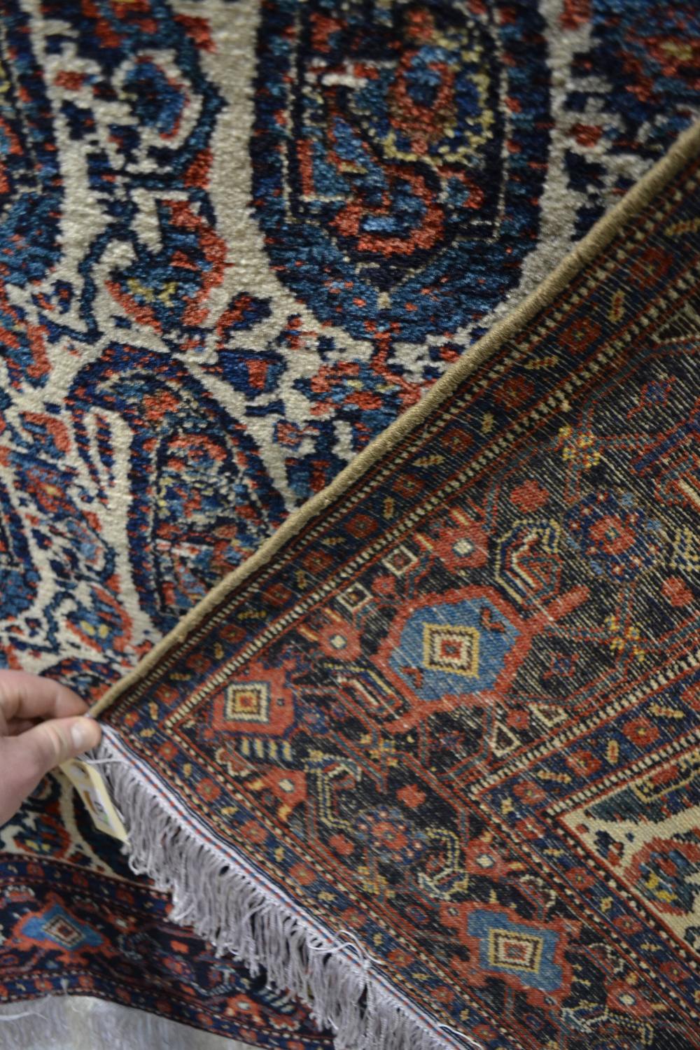 Senneh ivory field 'boteh' rug, wool pile on a silk foundation, Hamadan area, north west Persia, - Image 5 of 5