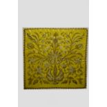 Ottoman embroidered square, 20th century, 24in. Sq. 61cm. Square, laid down on linen and mounted