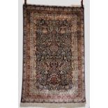 Kashmiri silk rug, north India, second half 20th century, 6ft. 2in. X 4ft. 1.88m. X 1.22m.