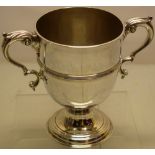 An eighteenth century Irish provincial silver loving cup, the bell shape body with a girdle