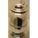 An early George III silver quart baluster tankard, engraved initials above a girdle moulding, the