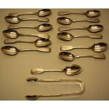 A set of six Victorian silver fiddle pattern West Country teaspoons, four more different makers