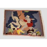 Needlework embroidered picture, France, circa 1960s, 33in. X 43in. 0.84m. X 1.14m. Figure with a bow