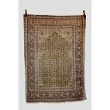 Tabriz prayer rug, north west Persia, early 20th century, 6ft. 3in. X 4ft. 7in. 1.91m. X 1.40m.