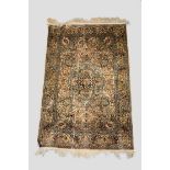 Modern 'art' silk rug, mid-20th century, 3ft. 10in. x 2ft. 6in. 1.17m. x 0.76m. The central