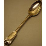 A William IV/early Victorian silver basting spoon, fiddle, thread and shell pattern, engraved a