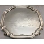 A square silver salver, engraved facsimile signatures of the Officers of 71st (WR) field BDE, RA (