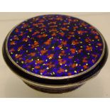 A continental red and gilt speckled blue enamel .800 standard silver lady's powder box, the hinged