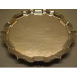 A Cambridge University Footlights presentation silver salver, dated 1919 and inscribed with