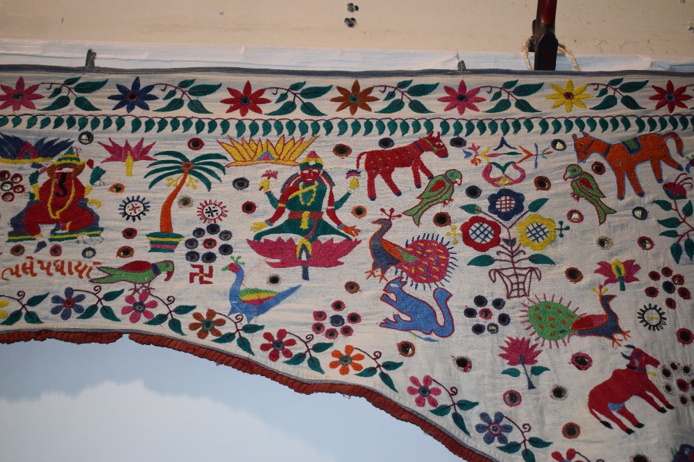 Two Rajasthan embroideries, north India, circa 1930s-50s, the first a coverlet, undyed cotton ground - Image 4 of 15