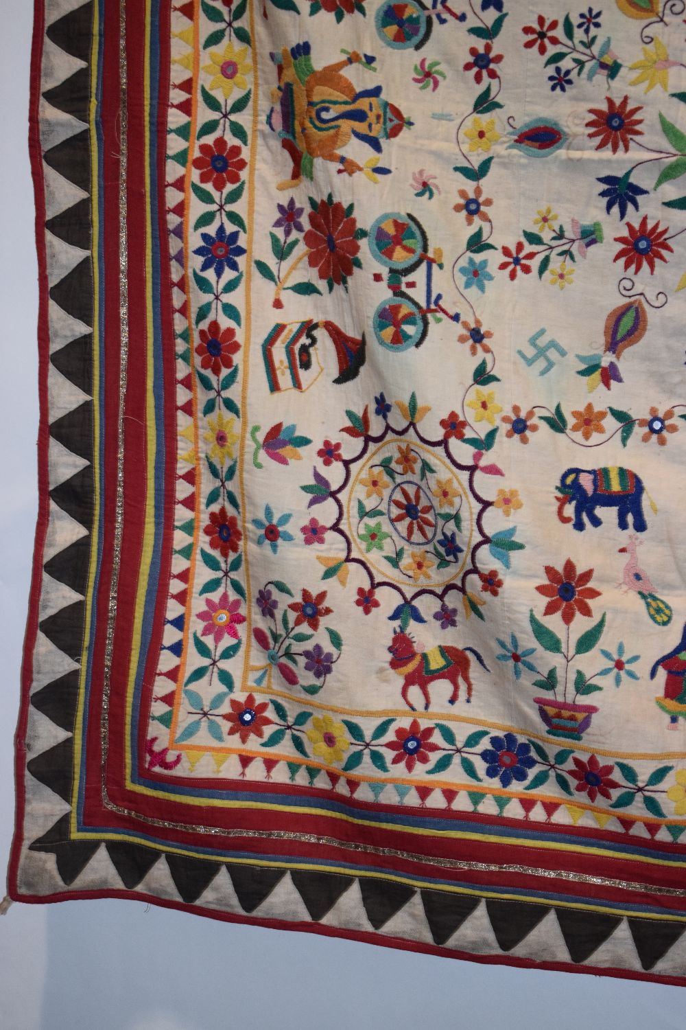 Two Rajasthan embroideries, north India, circa 1930s-50s, the first a coverlet, undyed cotton ground - Image 12 of 15