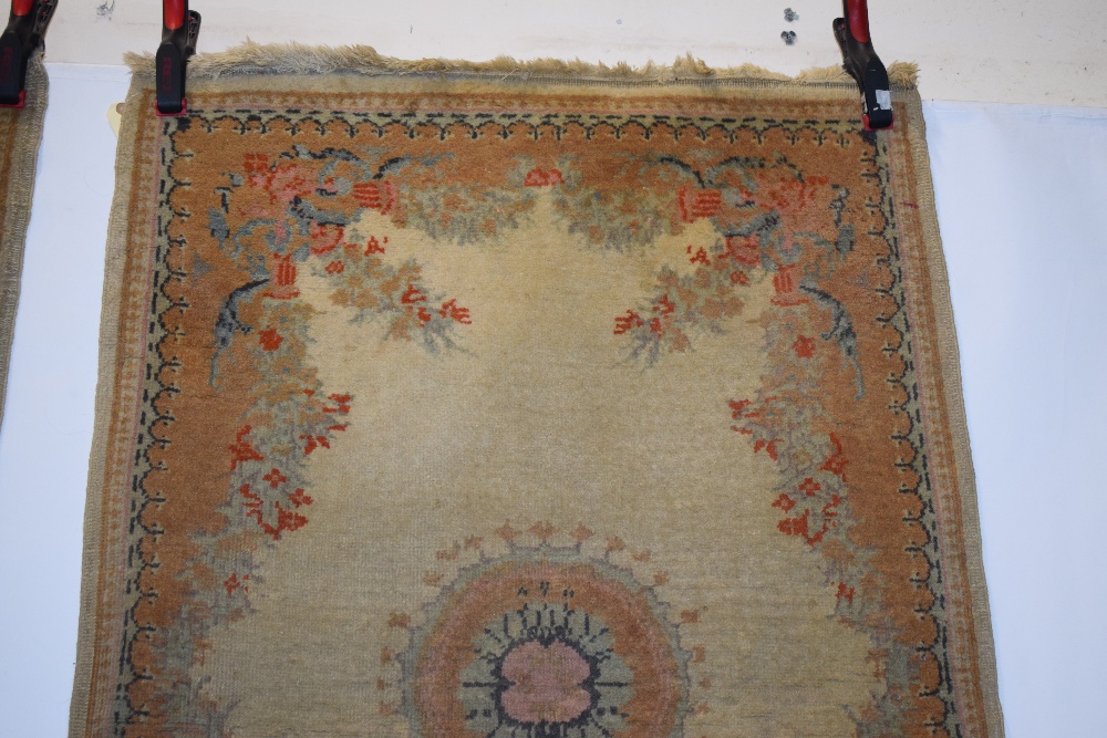 Near pair East European(?) rugs in the French taste, mid-20th century, the first 4ft. X 2ft. 9in. - Image 8 of 19