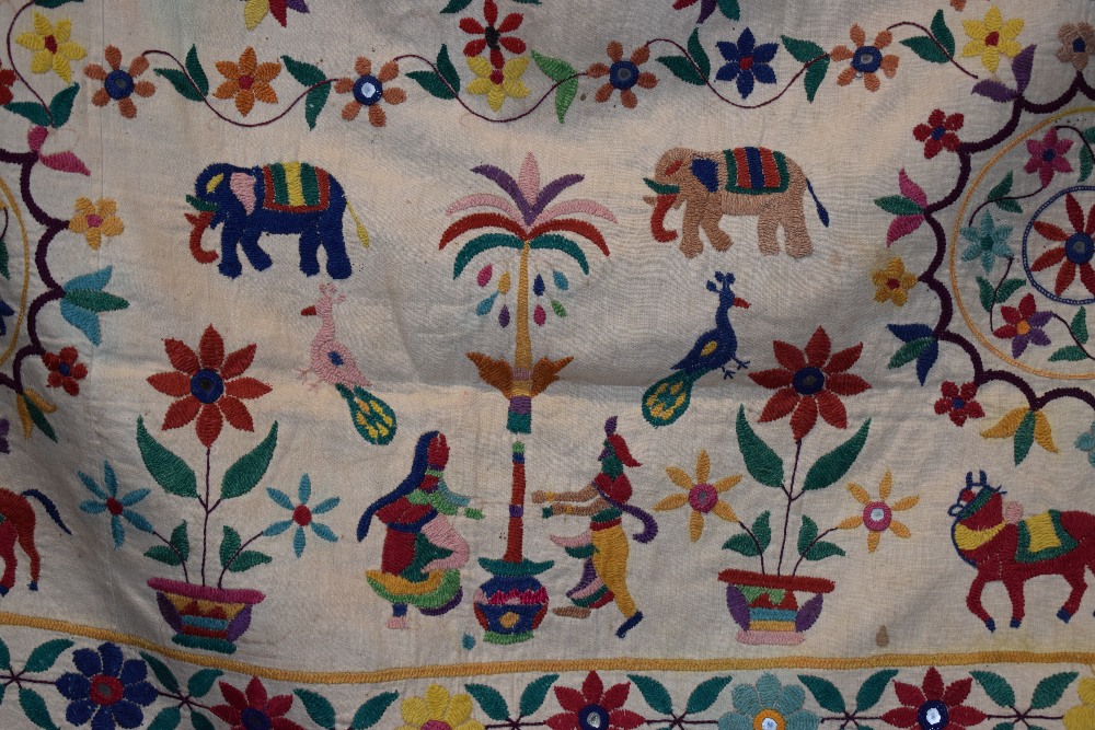 Two Rajasthan embroideries, north India, circa 1930s-50s, the first a coverlet, undyed cotton ground - Image 14 of 15