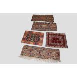 Five weavings comprising: two Shahsavan sumac mafrash panels, north west Persia, early 20th century,